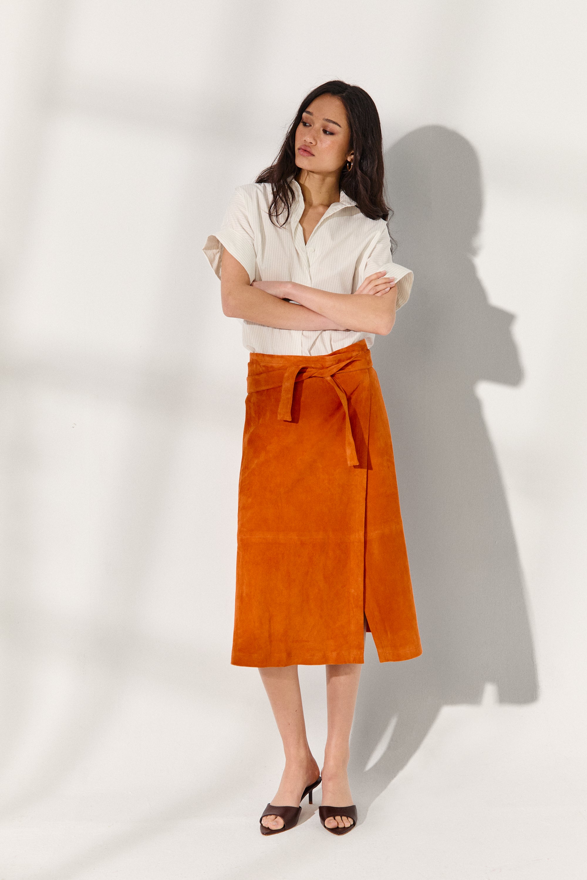 PAREO SKIRT SUN ORANGE SUEDE