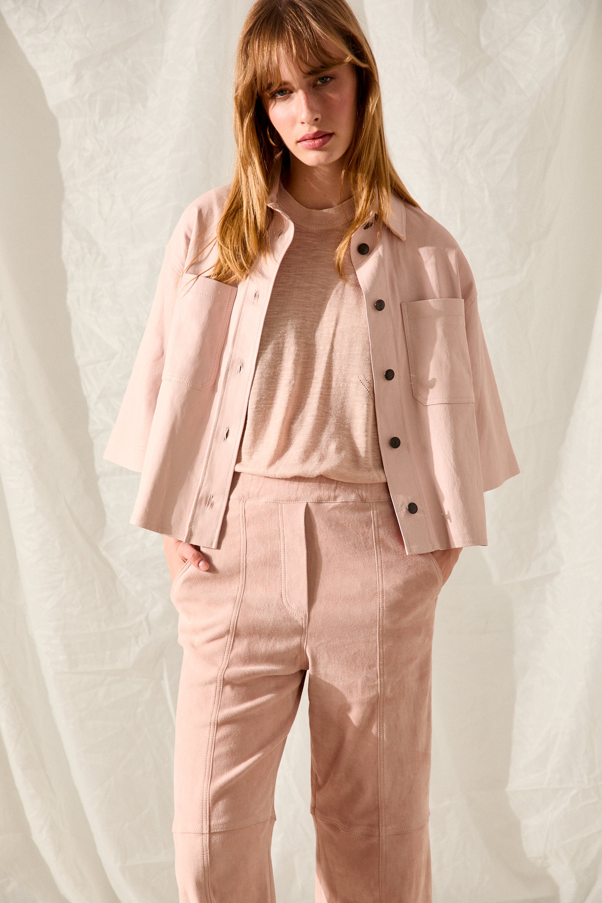 LULU SHIRT ROSE QUARTZ LEATHER