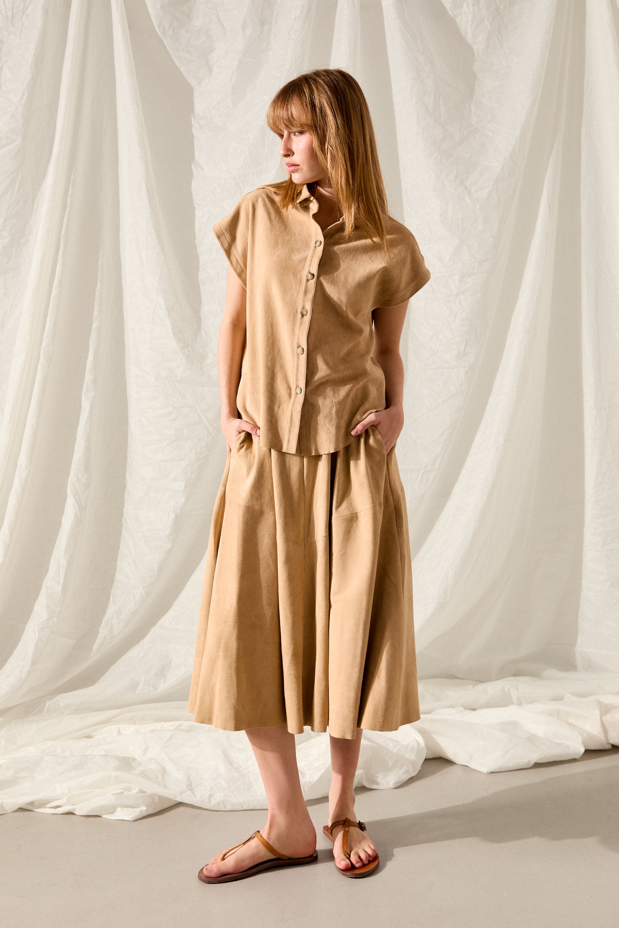 RAQUEL SKIRT PEANUT BUTTER SUEDE