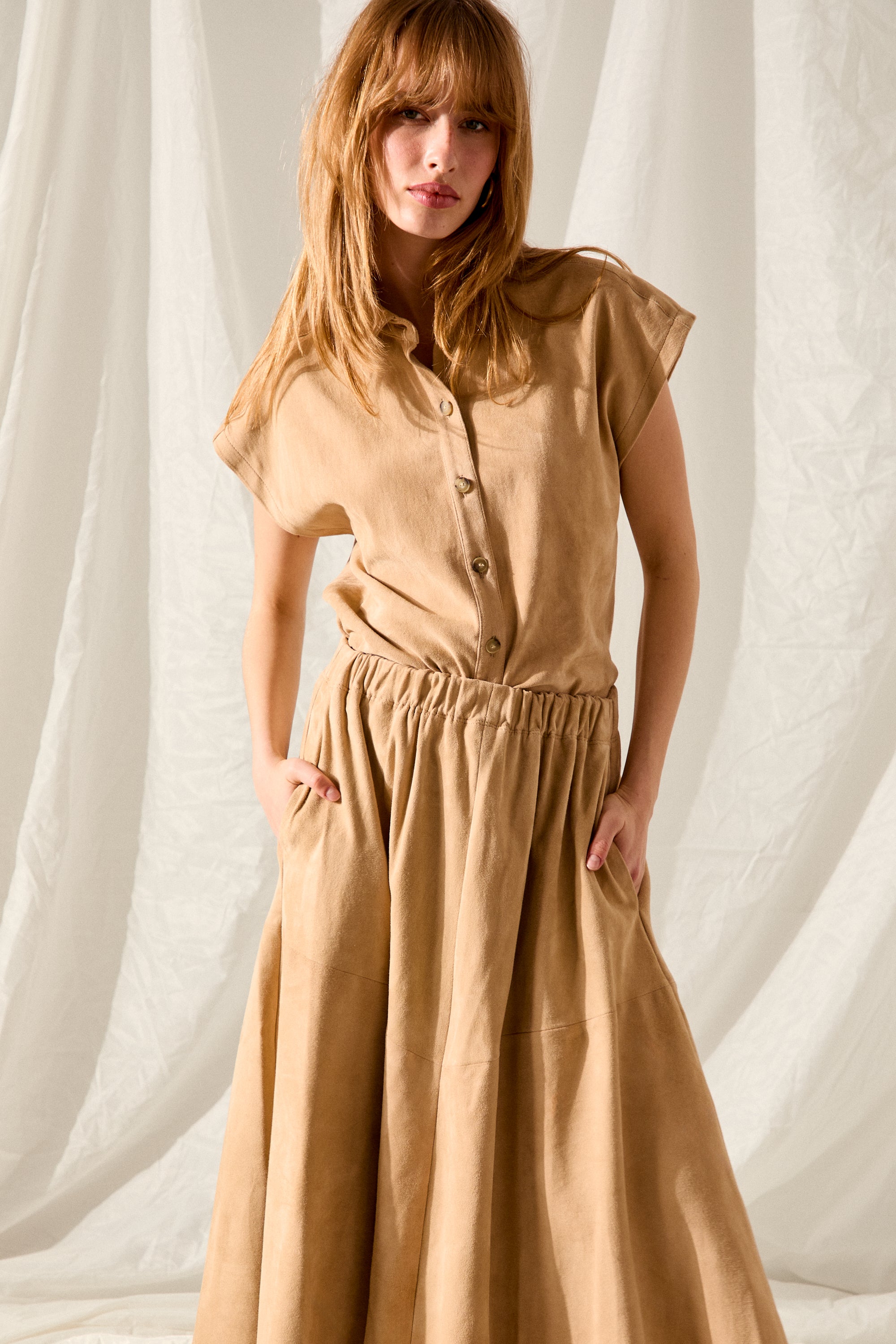 RAQUEL SKIRT PEANUT BUTTER SUEDE