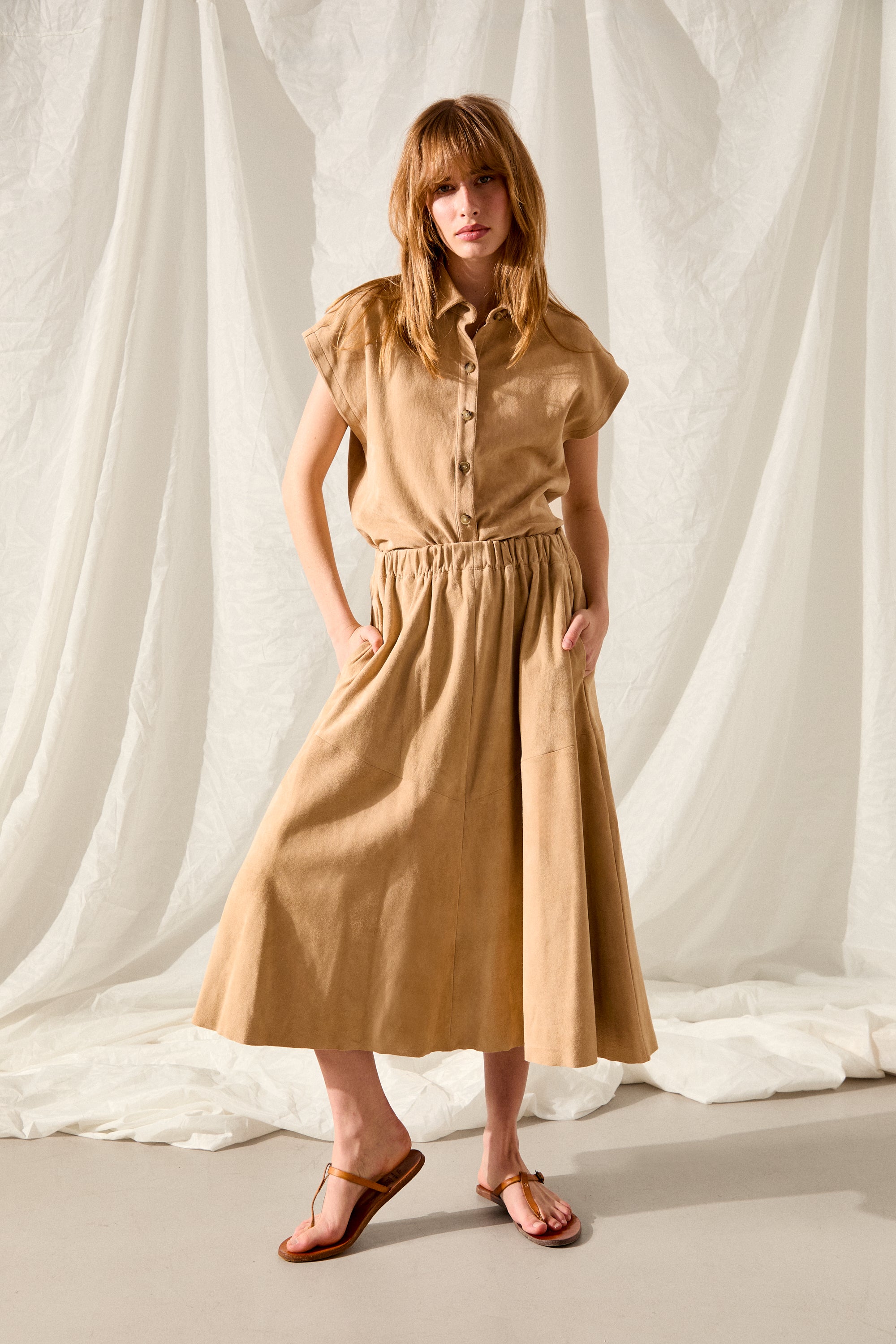 RAQUEL SKIRT PEANUT BUTTER SUEDE