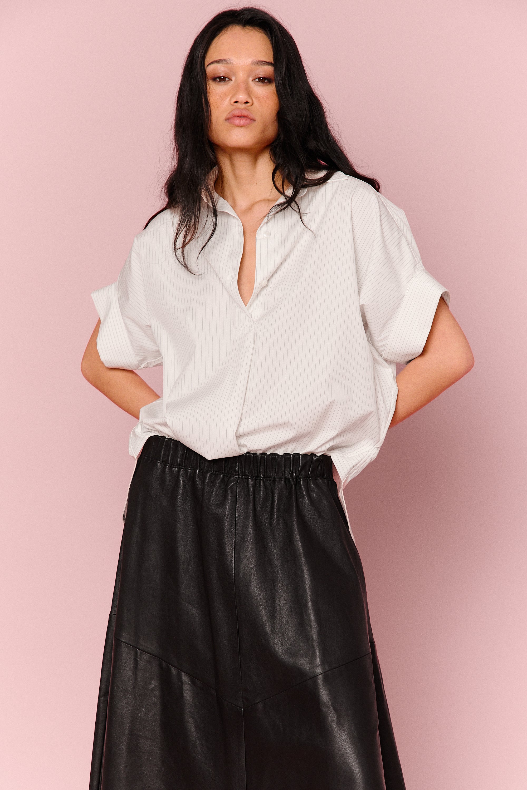 RAQUEL SKIRT BLACK LEATHER LIGHT