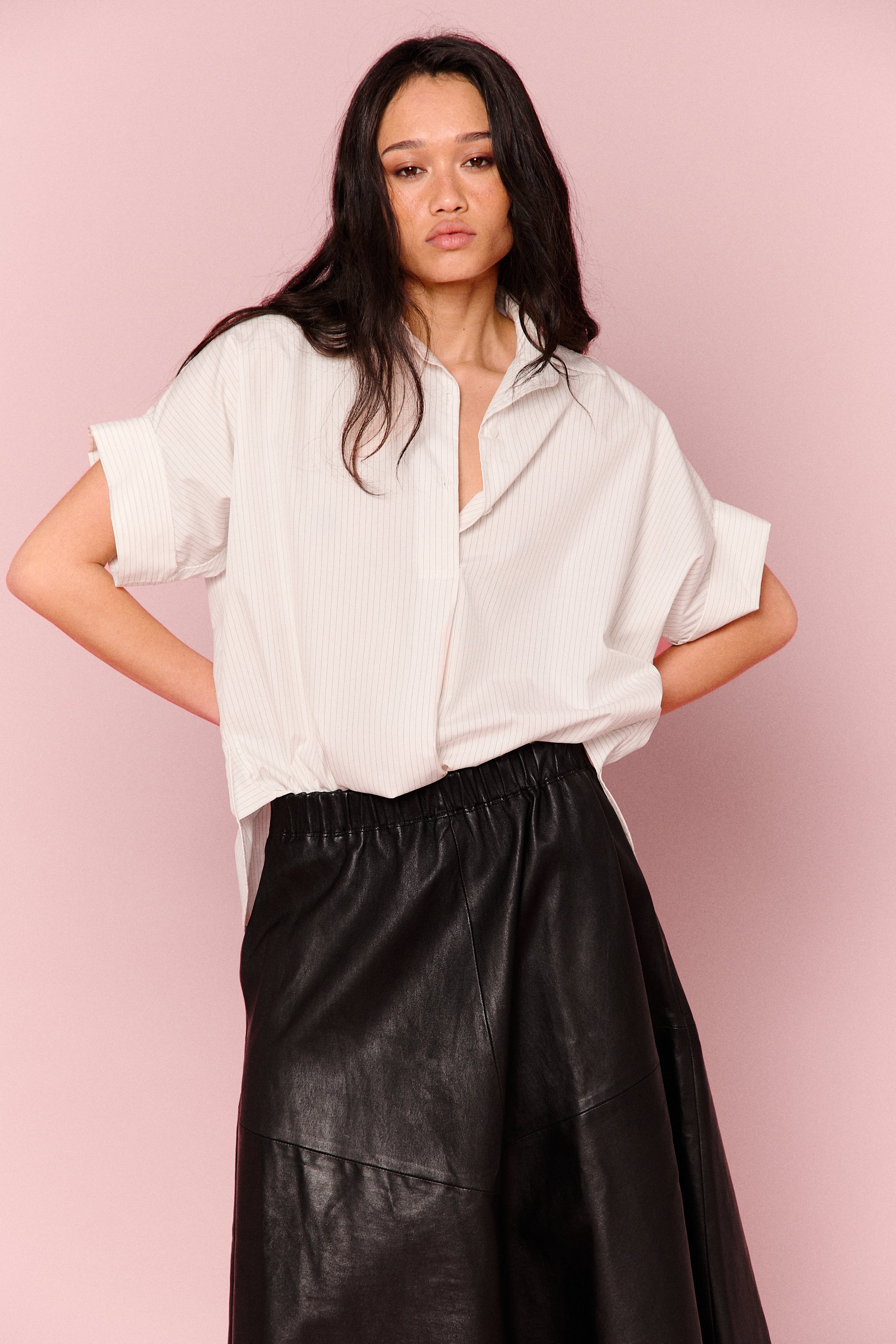 RAQUEL SKIRT BLACK LEATHER LIGHT