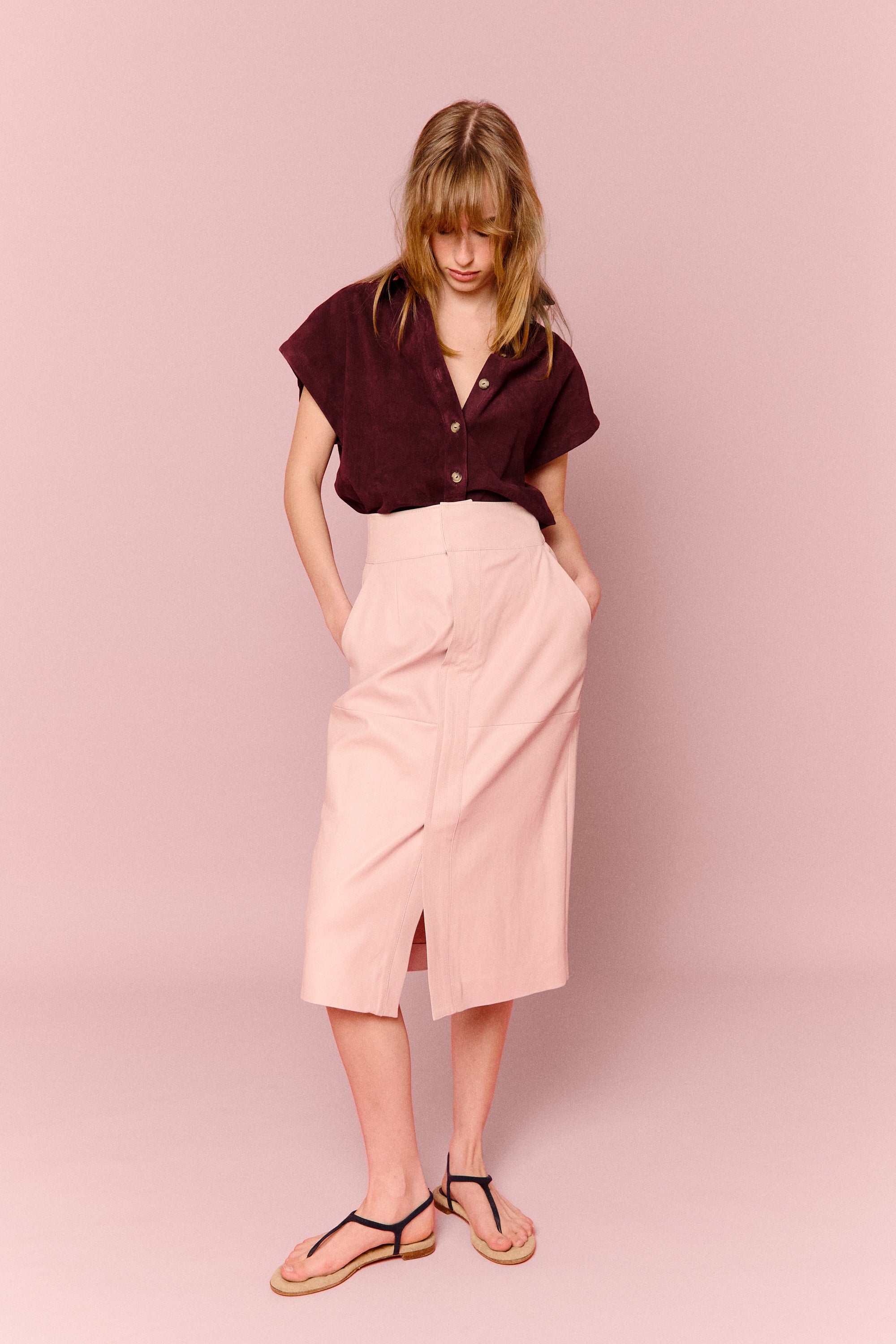 GALA SKIRT ROSE QUARTZ LEATHER