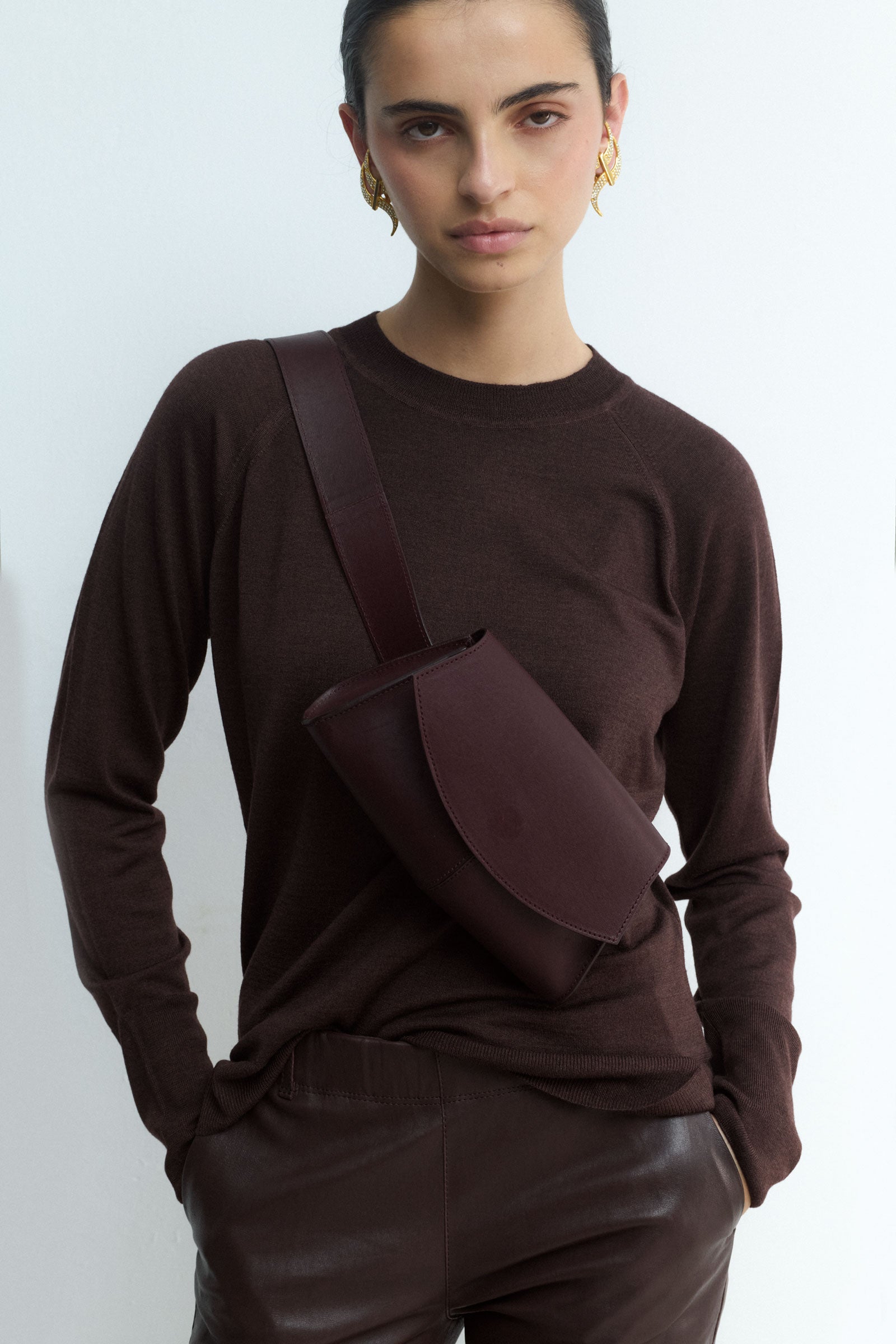BAG BELT MAHOGANY LEATHER