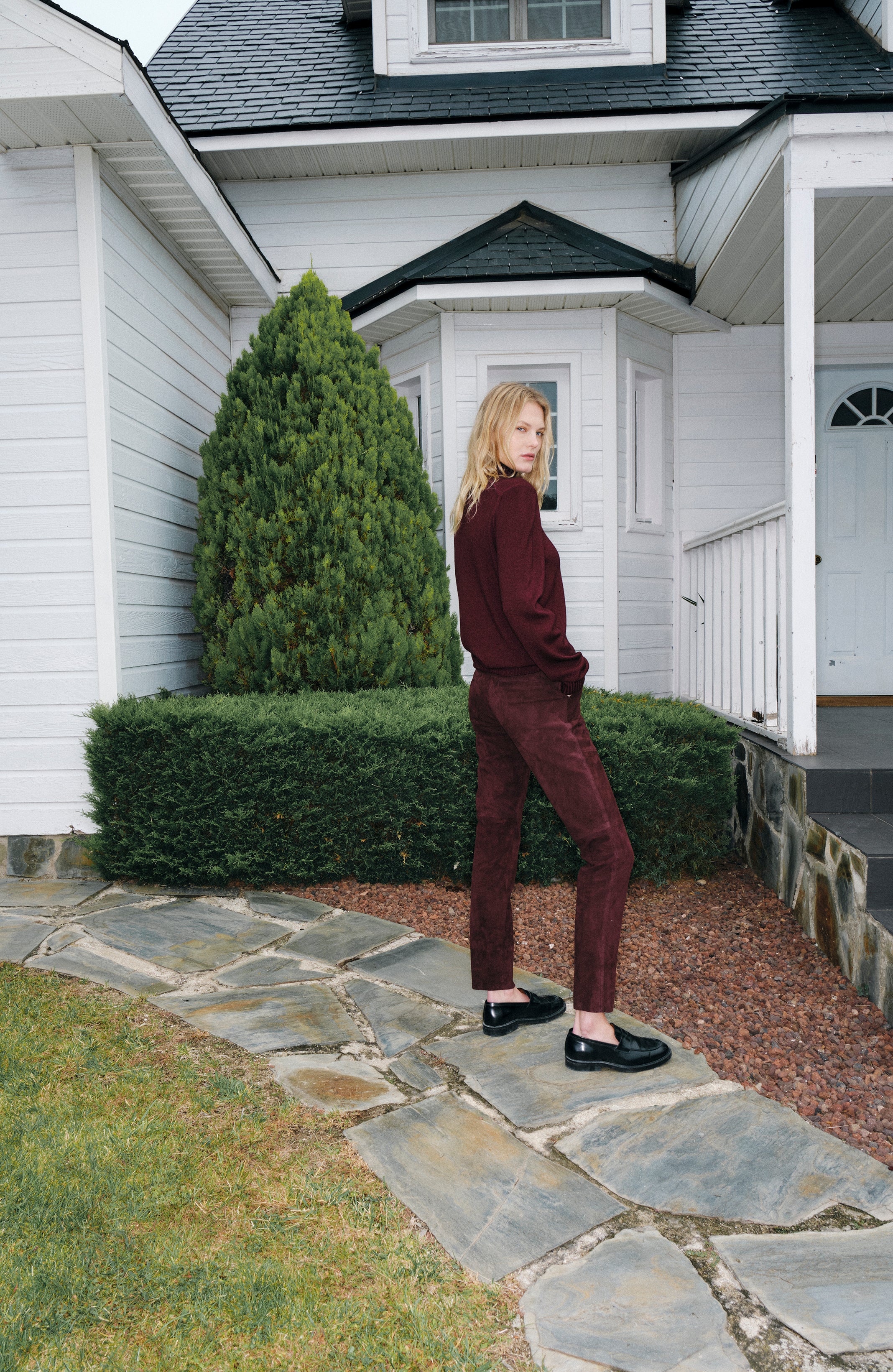 Sonia Pant Black Cherry Suede