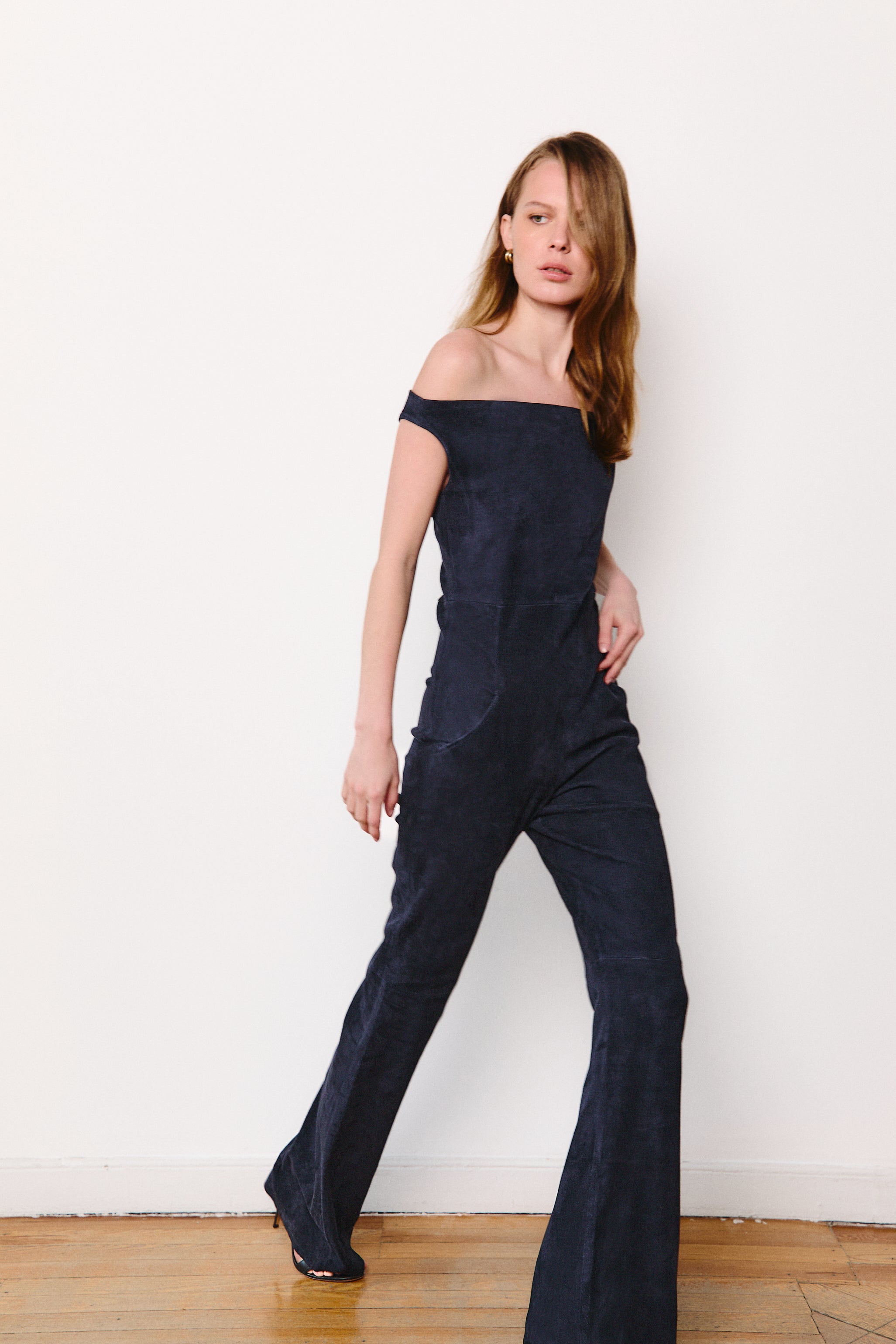 OLIVIA JUMPSUIT NAVY SUEDE LIGHT