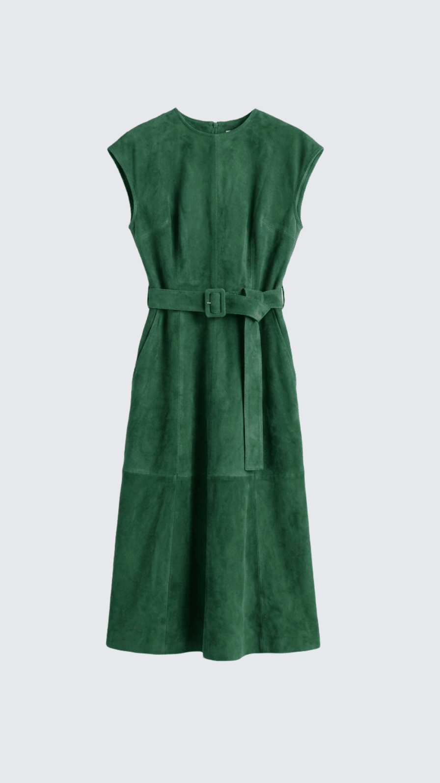 NICOLE DRESS PEACOCK GREEN SUEDE