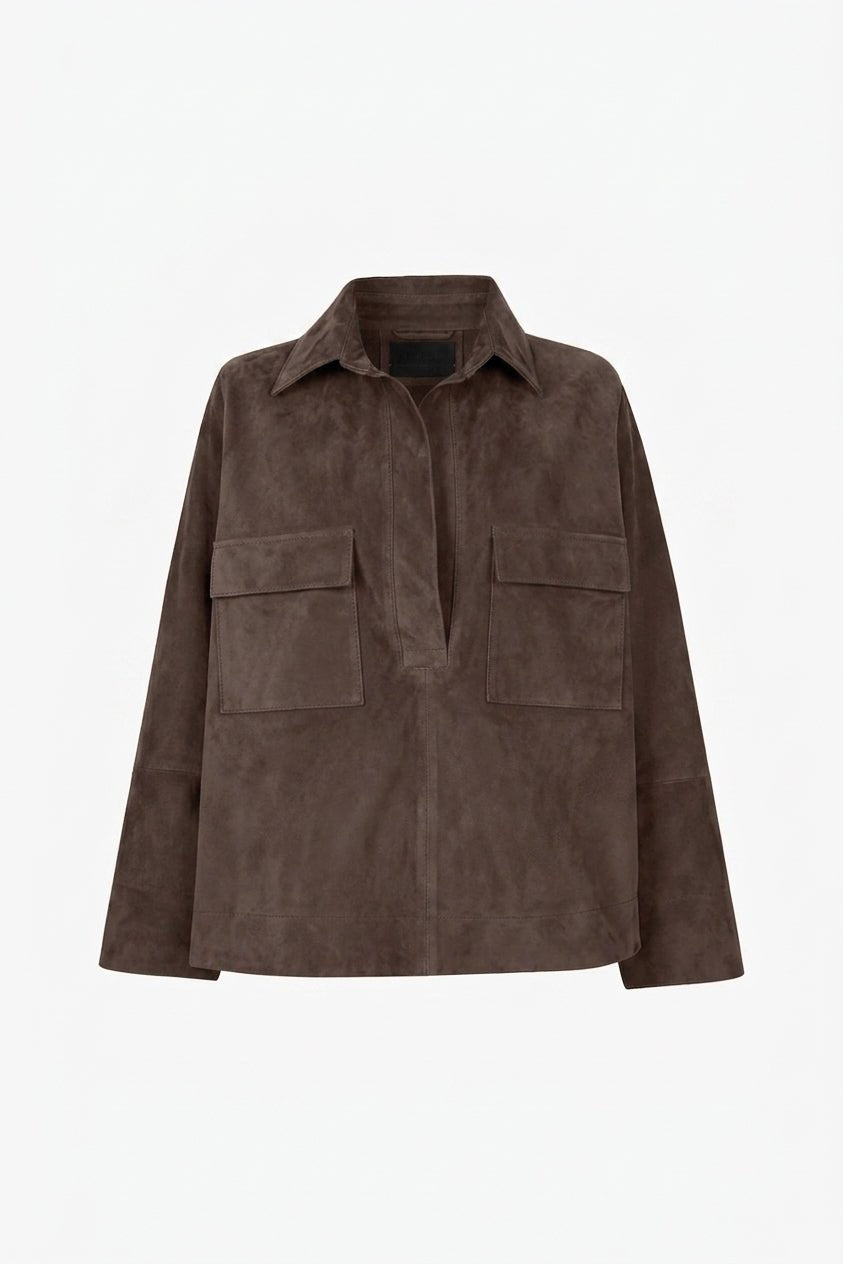 SAM SUEDE SHIRT DARK CHOCO
