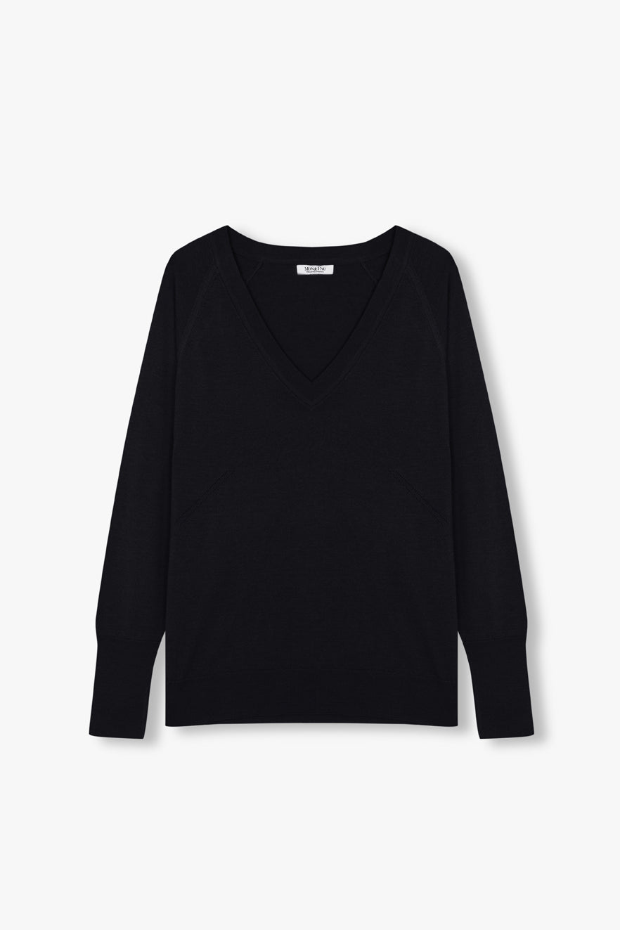 V NECK SWEATER BLACK