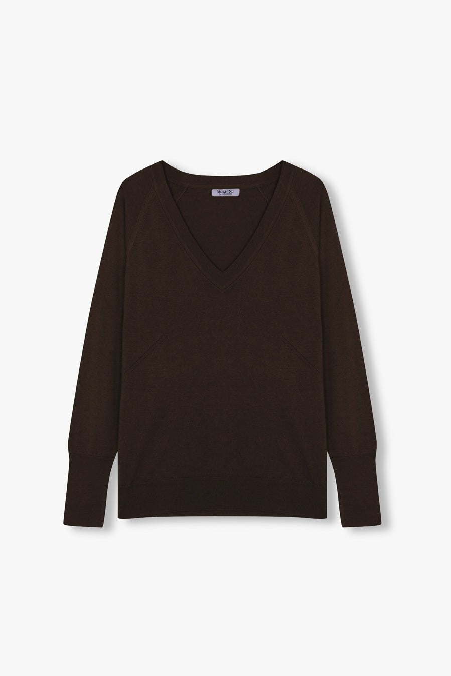 V NECK SWEATER DARK CHOCO