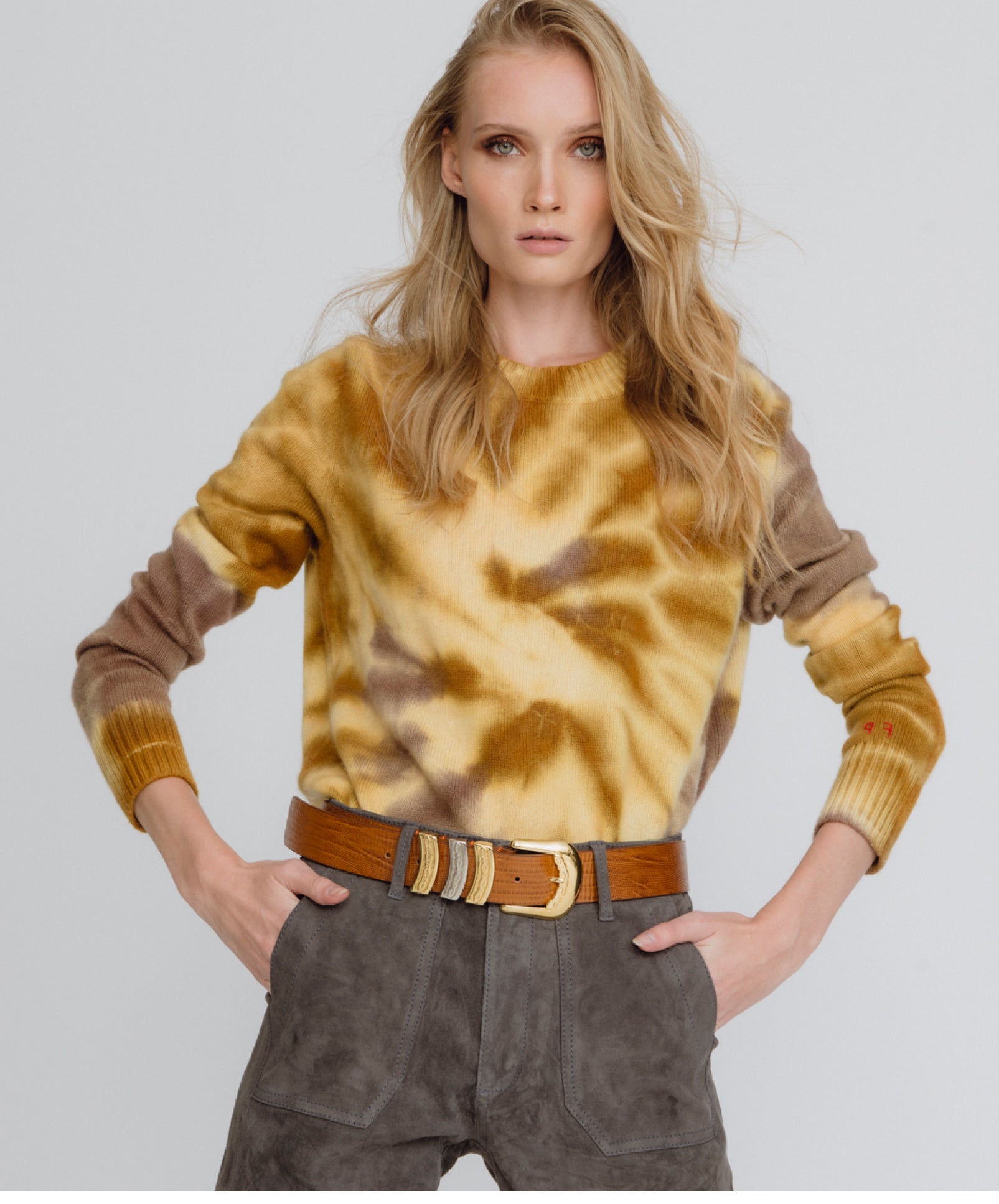 monandpau cashmere sweater theminch tiedye mustard luxury fashion