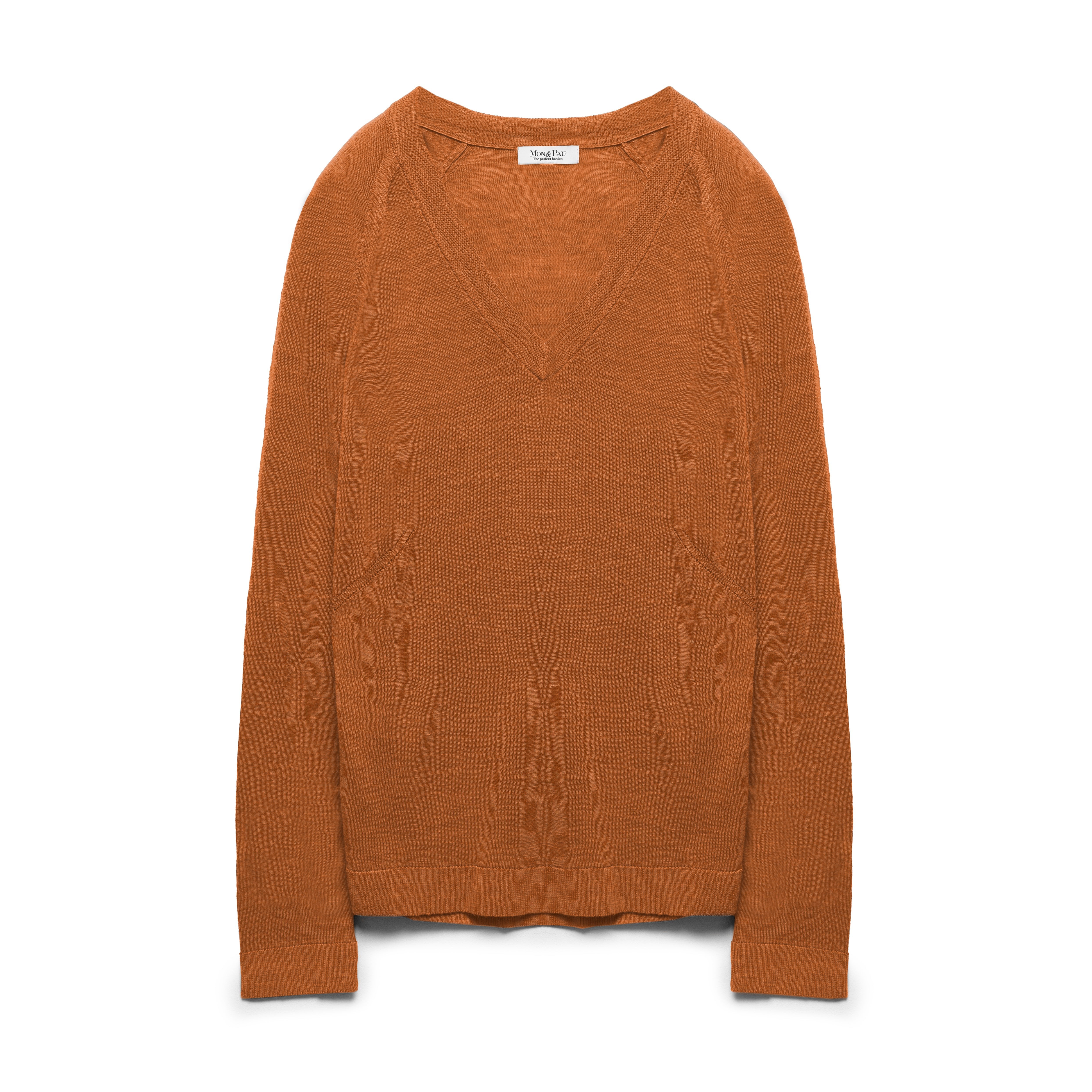 Long Sleeve V-Neck Apricot Crush T-Shirt